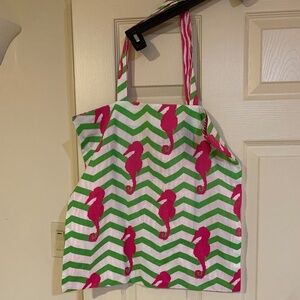 No name Pink/White/Green Seahorse Cotton Tote Bag